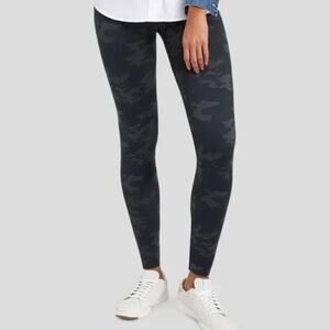 Spanx Camo Leggings Black Gray High Rise Compression XL